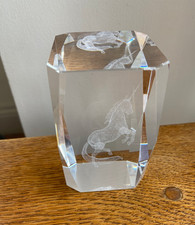 ? Large 3D Laser-Etched Crystal Block – Unicorn Design 460g Unmarked