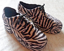 70's Style Suede Zebra Stripe Platform Shoes Fancy Dress LARP Cosplay UK Size 12