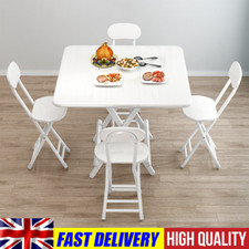 Folding Kitchen Table & 6 Chairs Set Dining Room Furniture Bistro Foldable Table