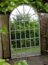 Arched Metal & Glass Garden Mirror - 60cm x 36cm