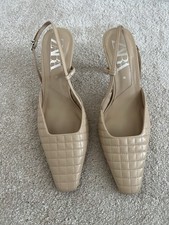 Zara Nude Quilted Sling Back