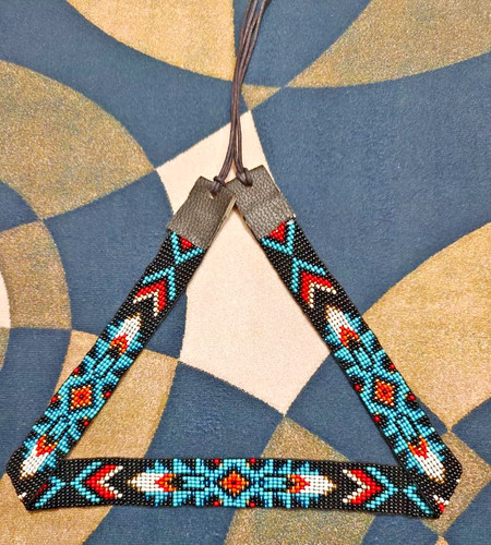 Beaded hat band geometric - beaded,
