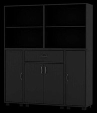 Black 1 Drawer 4 Door 4 Shelf