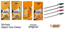 50-Pack BIC Cristal Original Ballpoint Pens Medium Black Blue Green Red Biros