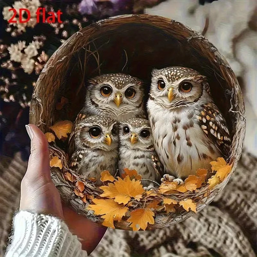 Owl wooden plaque hanging wall - owl,