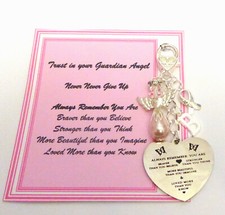 Cancer Awareness Pink Guardian Angel Bag Charm Gift For Ladies Hope Bravery