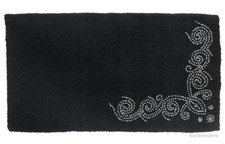 Western Saddle Blanket - Black Wool - Designer Silver Dots - Size 34"x38"