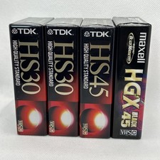 3x TDK - HS30 HS45 & 1x Maxell HGX45 VHS-C PAL Camcorder Cassette Tapes - Sealed