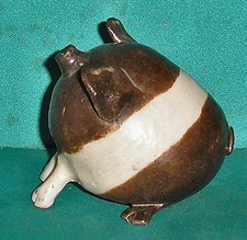 Unusual Cute Small Saddleback Pig Figurine  - Art Studio Pottery