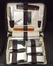 Vintage Mid-Century English Mens Travel Grooming Kit in Case