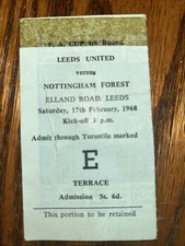 Leeds United V Nottingham Forest FA Cup 4th Round 1967/68 Ticket Stub