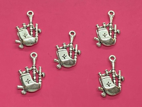 Tibetan silver bagpipes - silver, charms