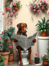 Rhodesian Ridgeback on Toilet Metal sign, Ridgeback plaque, Ridgeback Sign