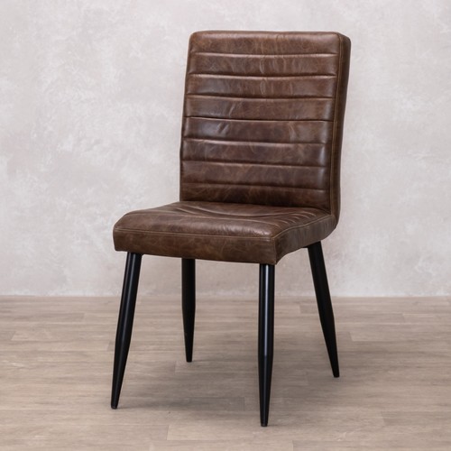 Walnut leather dining chair - walnut,