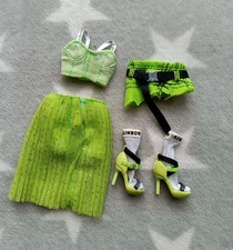 Rainbow High Karma Nichols Doll Outfit Neon Green Skirt Belt Socks Shoes Top