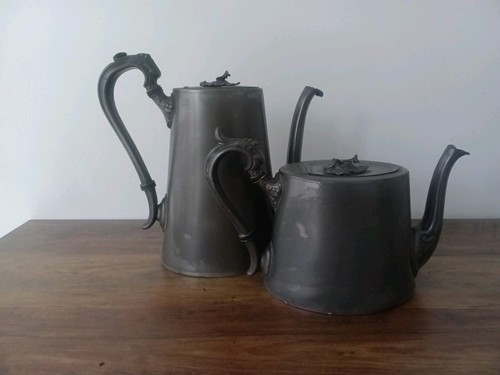 Antique pewter coffee pot - pewter, and