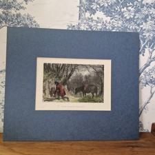 Vintage Hand Coloured Engraving Prints C.1850 Pair Hunting Scenes Joseph Strutt