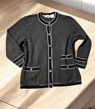 Vintage Grazia made in Italy dark grey wool cardigan size S/M