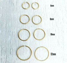 PAIR Small Round Hoop Earrings Nose Rings Stainless Steel Small 0.8mm Thickness