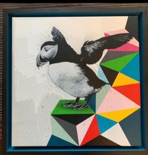 Hama Woods 'Puffin' Orignal Custom Framed Canvas - 50x50 - 1/4 - Martin Whatson
