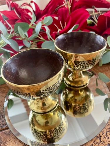 Pair antique coconut shell - coconut,