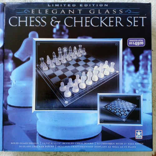 Glass chess checkers set clear - glass,