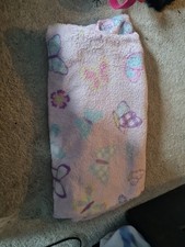 Used Pink Children's Butterfly Flower Blanket Throw Large Size Unknown