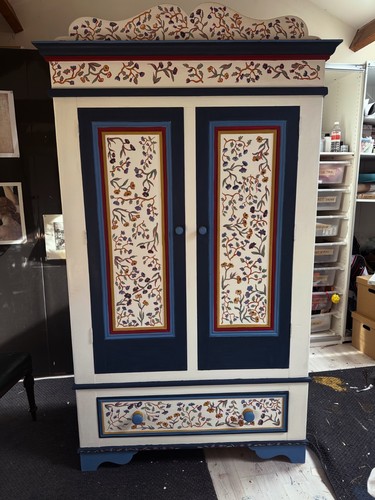 Tall hand painted wardrobe