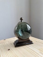 Vintage Convex Glass Desk Clock & Brass Stand, Battery Operated, Working