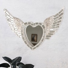 Heart Wings Wall Mirror Silver