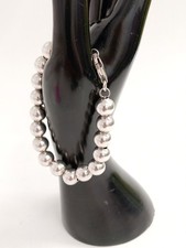 Stunning 925 Sterling Silver Chunky Beaded Bracelet 20cm Length 30.40g