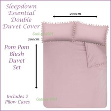 Sleepdown Blush Pink DOUBLE Duvet Cover Set NEW Soft Touch Pom Pom Bedding