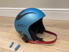 Sweet Protection Volata MIPS FIS Race Helmet Glacier Blue Hard Ears Chin Gaurd