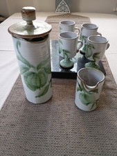Gorgeous Vintage Pale Green Briglin Pottery Coffee Tea Set VGC