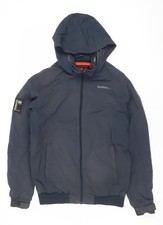 Crosshatch Men's Blue Hooded Bomber Jacket Size M Polyester Full Zip