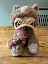 Pug Dog Teddy Bear Outfit Red Xmas Scarf Soft Toy Plush The Works