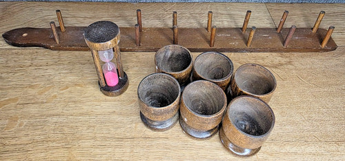 Rustic wooden egg - set, with