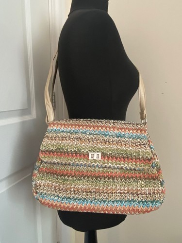 Woven straw raffia crossbody - raffia,