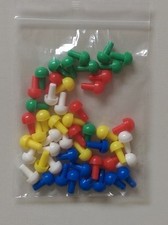 50 Coloured pegs (10 each of 5 colours) suitable for maths pegboards and games 