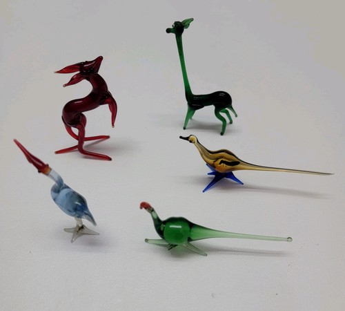 Set miniature glass animal - (5),