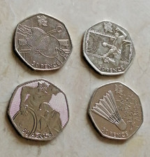 2011 Olympic 50ps x 4 - TABLE TENNIS/GOALBALL/WHEELCHAIR FOOTBALL/BADMINTON.