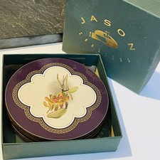 Set Of x6  Jason Coasters  Orchids Round BOXED  New Zealand Eco Brand VGC
