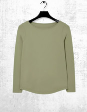 Women’s Fat Face Organic Cotton T-shirt Long Sleeve Casual Top Bree Sage Green