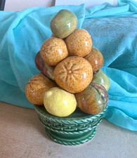 Majolica Ceramic Fruit Centrepiece Basket 20cm Vintage Pottery