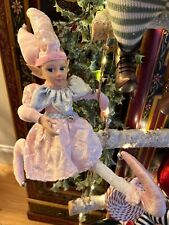 Luxury Posable Pink Jester Pixie Elf Fairy Christmas Display Figure Movable 