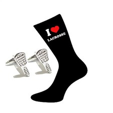 I Love Lacrosse Socks & Lacrosse Stick Cufflinks Gift Set X6VL029-AJ425