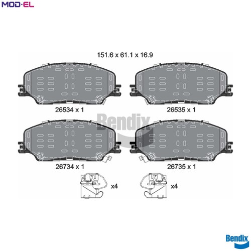 Brake pad set disc - set,