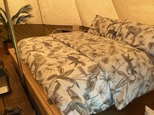 BN White Grey Sage Elephant Cheetah Tropical Jungle Duvet Cover Set Kingsize