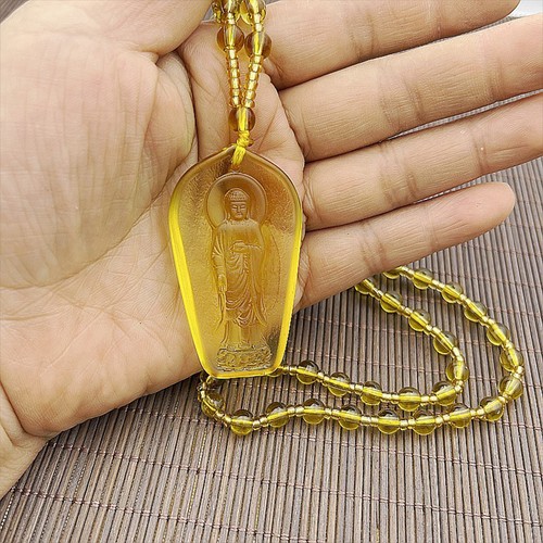 Green tara necklace long - green,