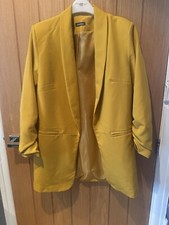 Boohoo mustard Ruched Sleeve Blazer
